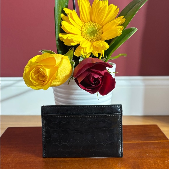 Coach Black Embossed Card Holder - Picture 1 of 5